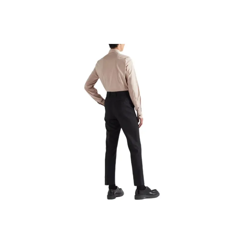 PRADA Stretch Cotton Shirt Men's Beige-2