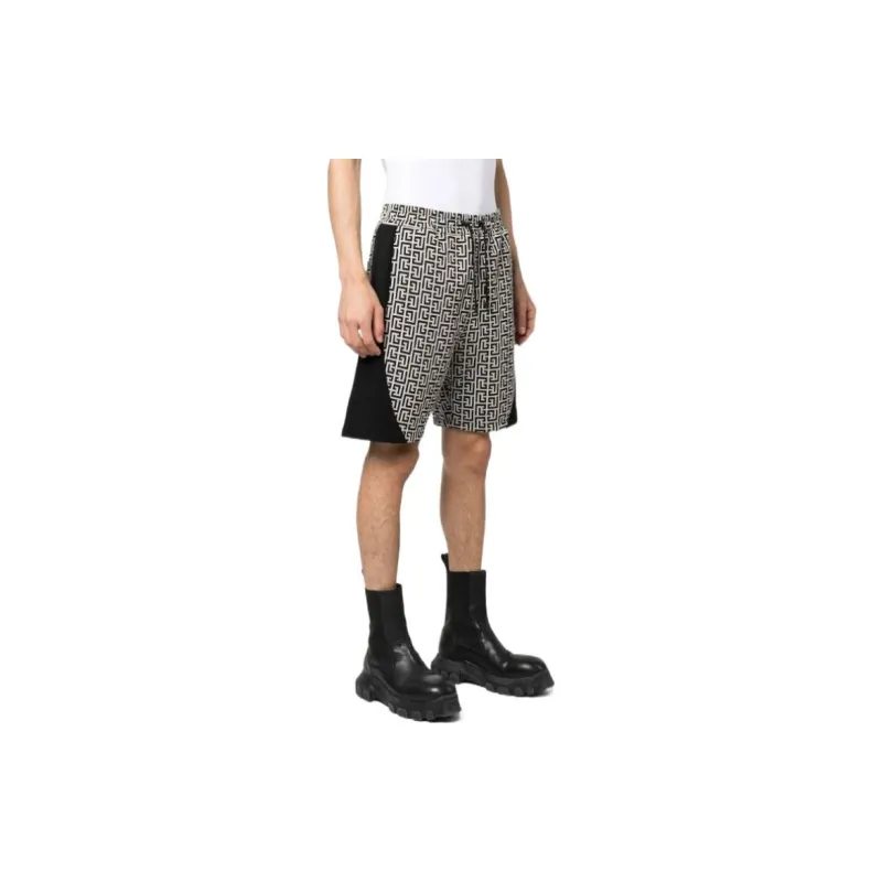 BALMAIN All-Over Monogram-Printed Drawstring Shorts-3