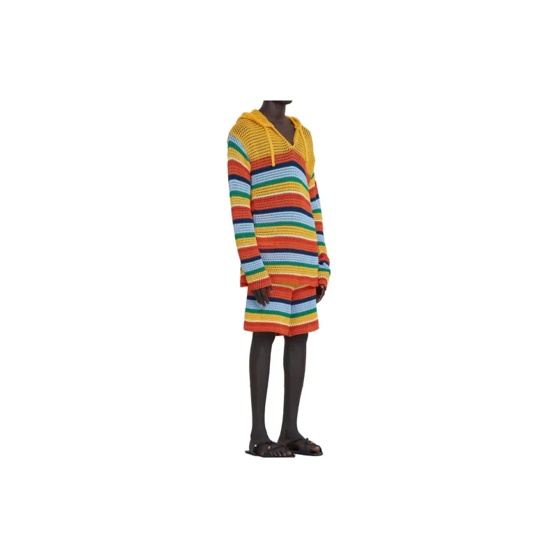 MARNI Crochet Knit Striped Hoodie-1