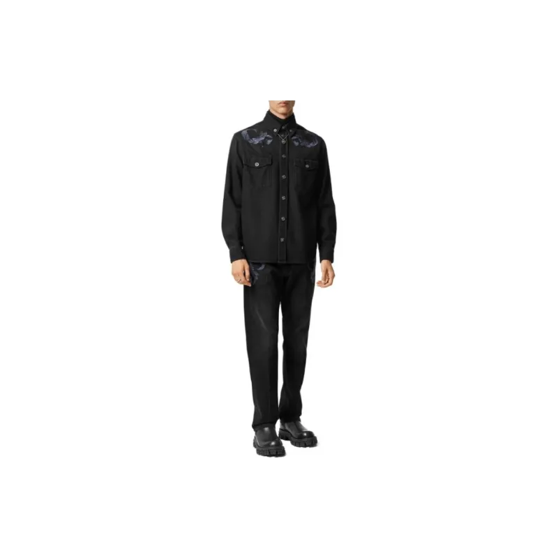 VERSACE Barocco Embroidered Denim Overshirt-1