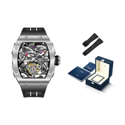 HaofaTourbillon Mechanical Movement Rubber Strap Watch Men's Watches Black Dial