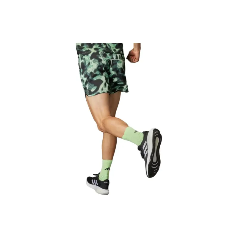 Adidas Own The Run 3-Stripes Allover Print Shorts Casual Shorts Men's Green-2