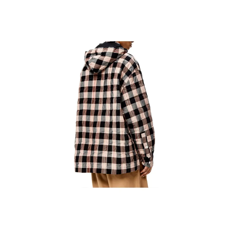 LOEWE Quilted Check Hooded Shirt-3