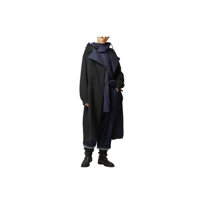 Yohji Yamamoto Notched lapel Felted Trench Coach-2