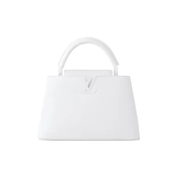 LOUIS VUITTON Leather Capusin Shoulder Crossbody Handbag Small Size Women's White