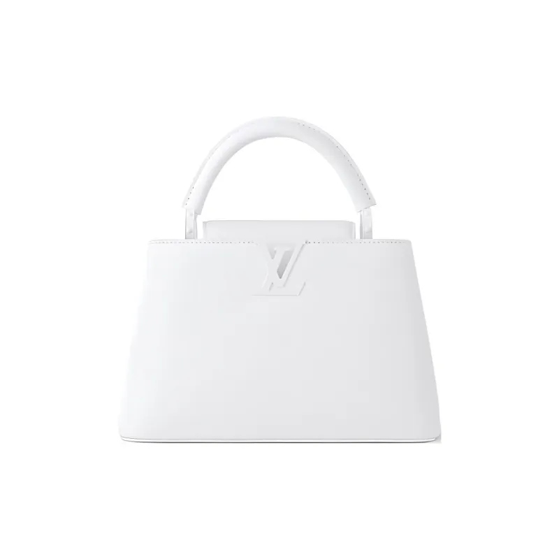 LOUIS VUITTON Leather Capusin Shoulder Crossbody Handbag Small Size Women's White-0