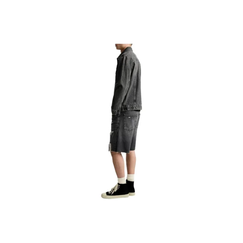 ZARA Denim Shorts Men Black-4