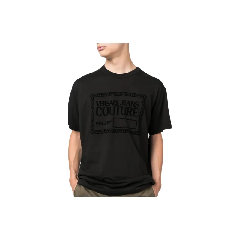 VERSACE JEANS COUTURE Flocked logo Cotton T shirt-2