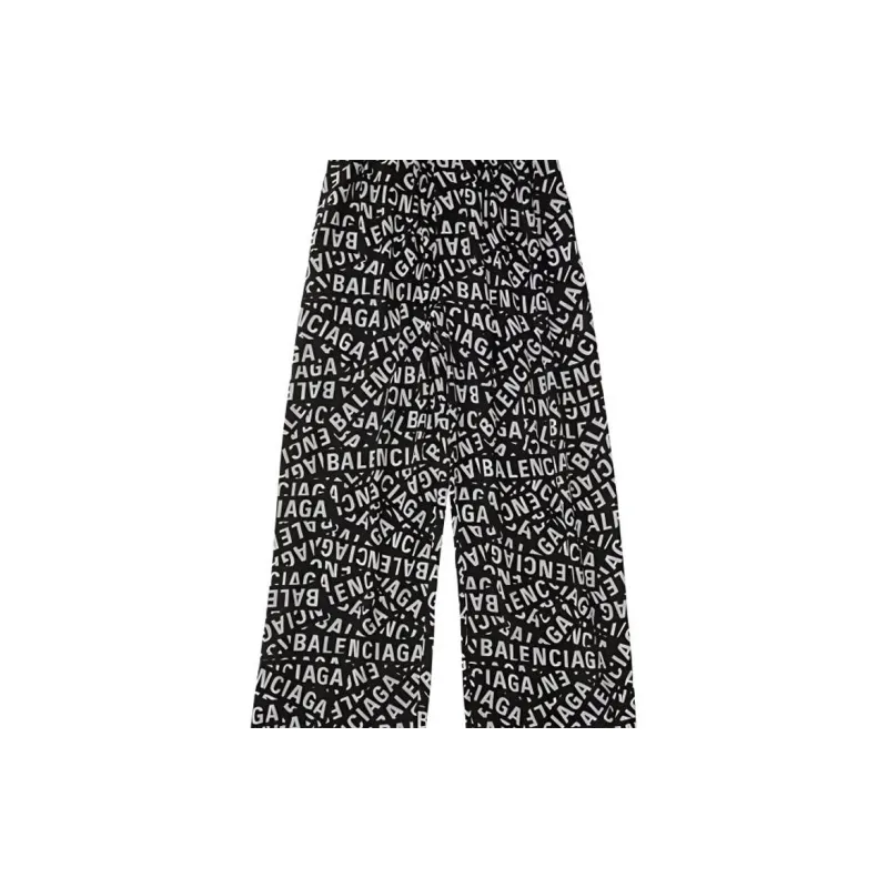 Balenciaga All Over Logo Printed Wide Leg Trousers-2