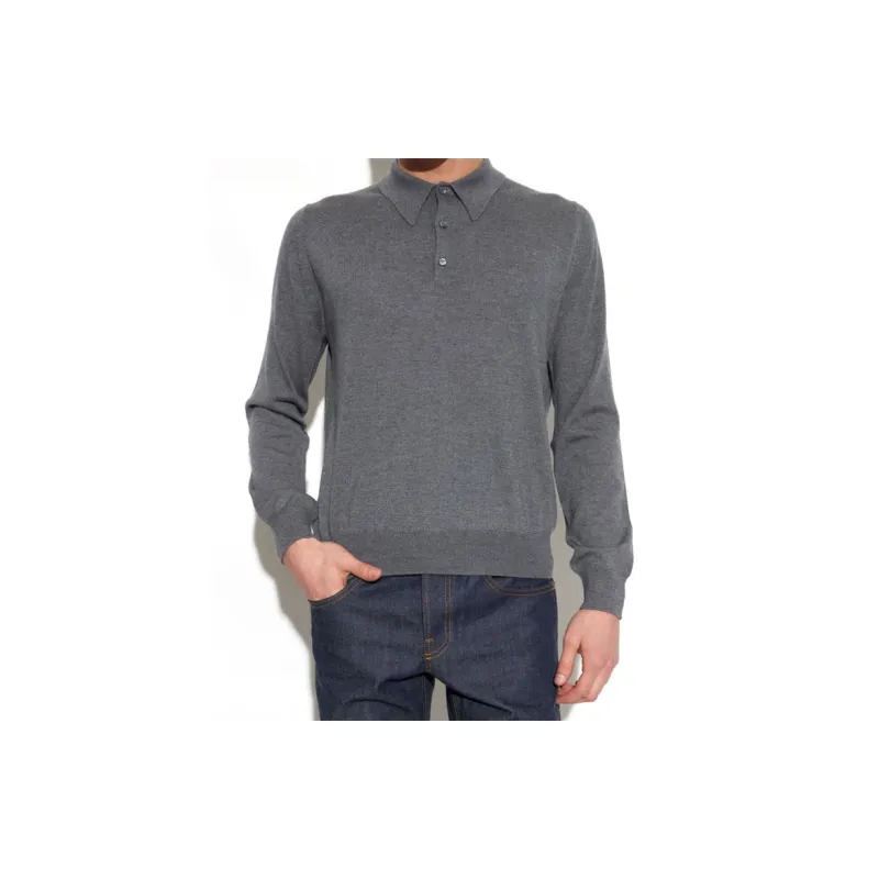 GUCCI Logo Embroidered Collared Sweater-7