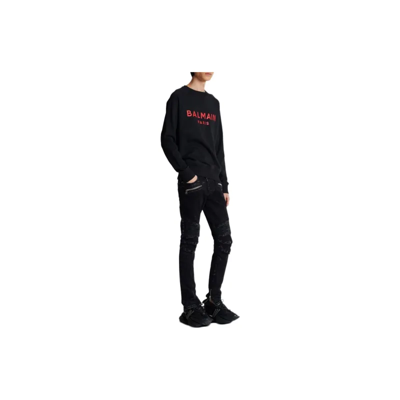 BALMAIN Logo print Cotton Sweatshirt-5