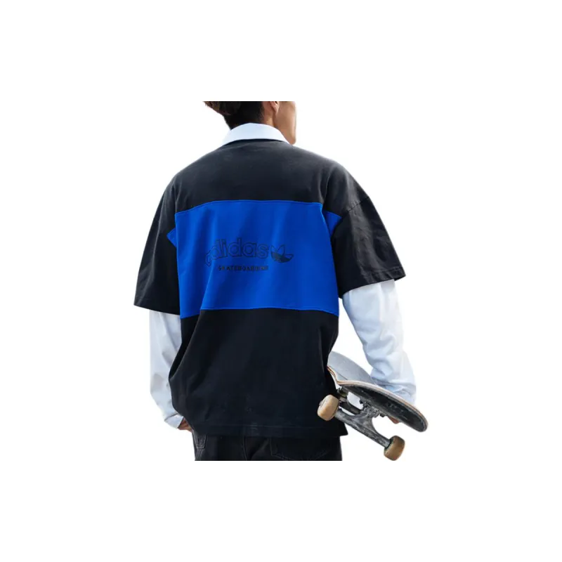 Adidas ACTION POLO SS Polo Shirt Men's Black/Royal Blue-2