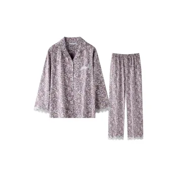 MEITENG Pajama Set Spring And Fall Season Women's Light Purple