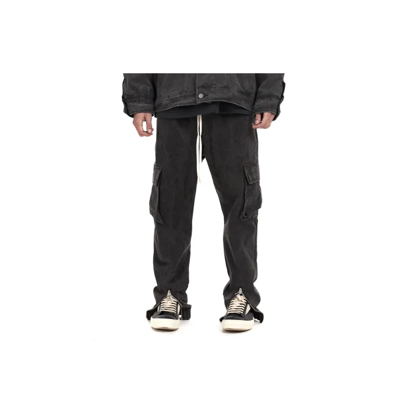 Askyurself Casual Pants Unisex Washed Black-2