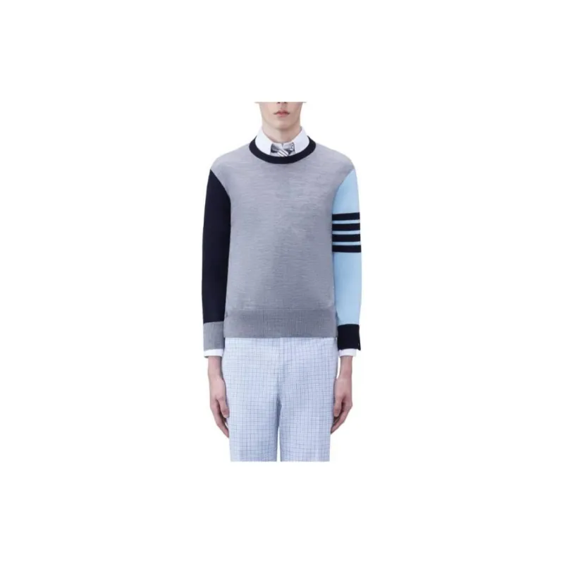 THOM BROWNE Contrast Panelled Crewneck Jumper-3