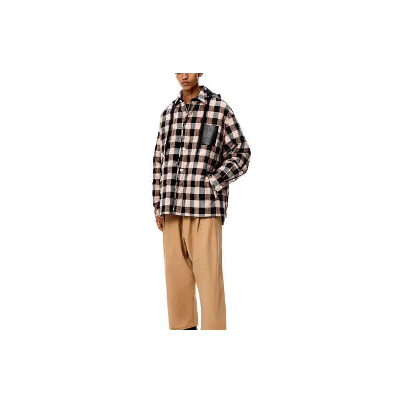 LOEWE Quilted Check Hooded Shirt-2