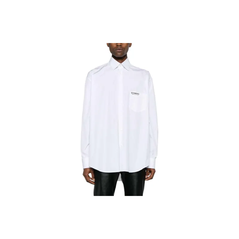 Vetements Logo Detailed Striped Oversize Shirt-1