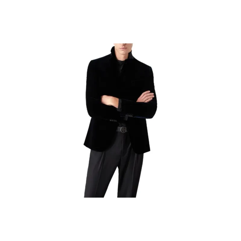 GIORGIO ARMANI Icon George Line Single breasted Stretch velvet Jacket-2