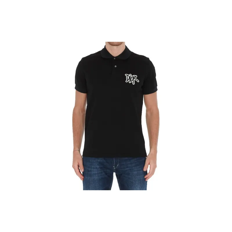Stussy X DIOR Quarterly New Products Polo Shirts Men Black-1