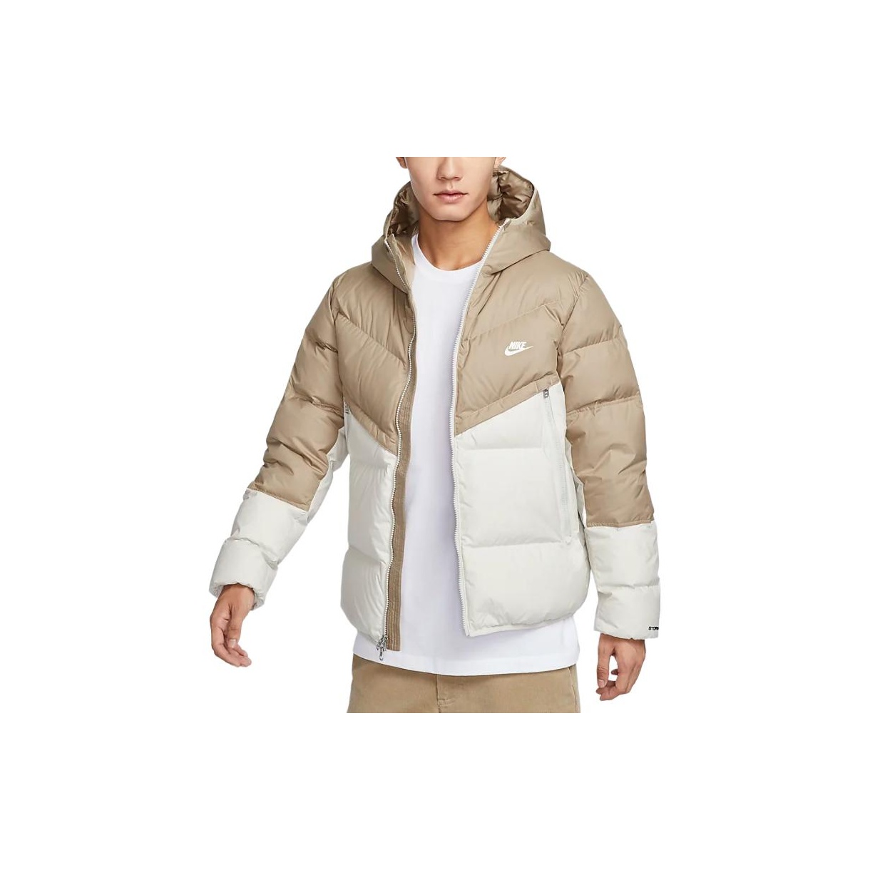 Nike puffer jacket mens white online