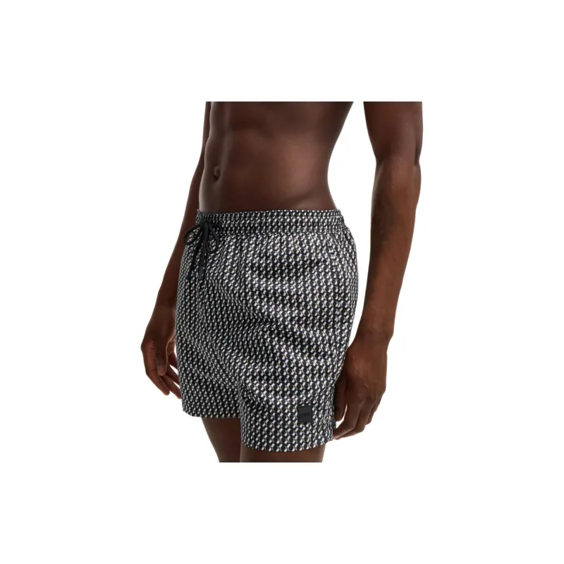 HUGO BOSS Geometric-print Swim Shorts-3