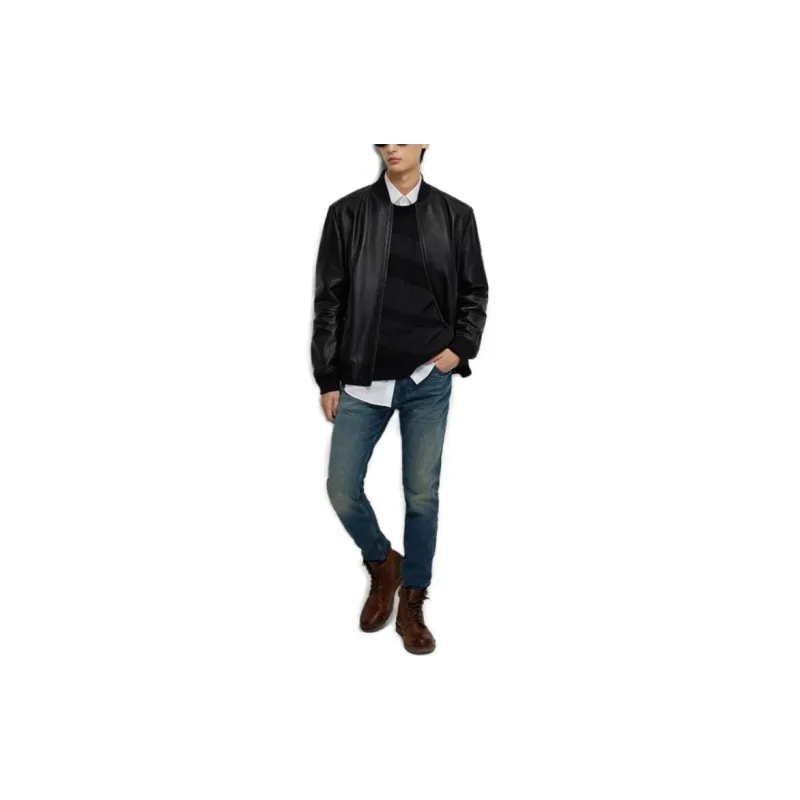HUGO BOSS FW23 Leather Jacket Men's Black-1