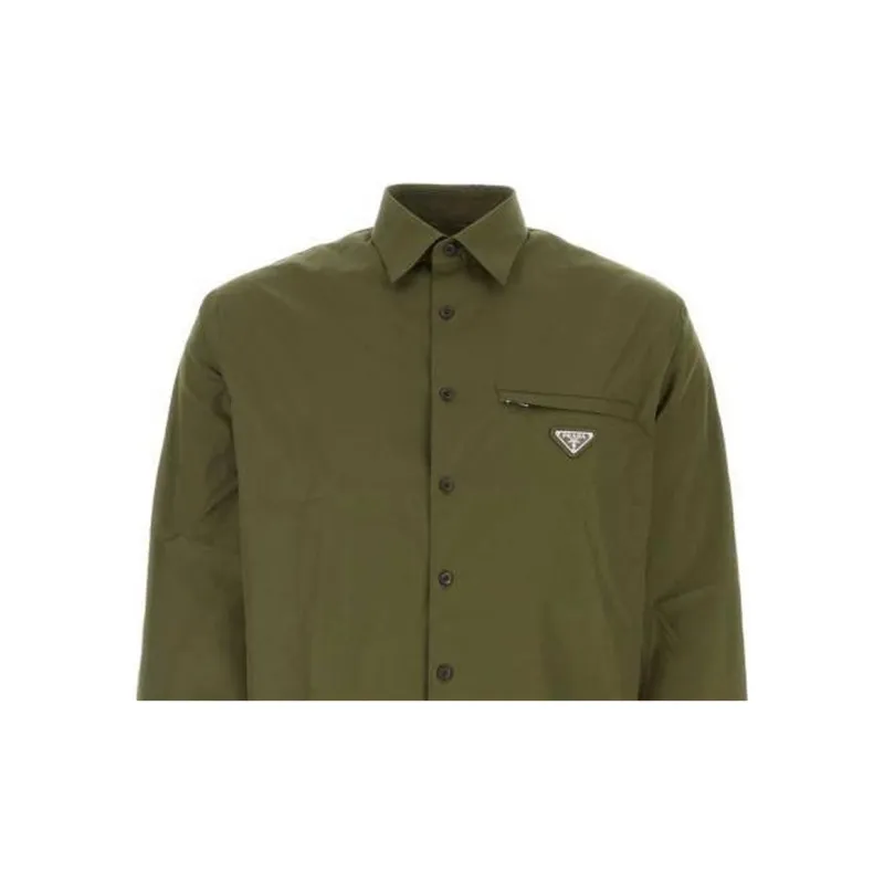 PRADA Logo Plaque Long Sleeved Shirt-2