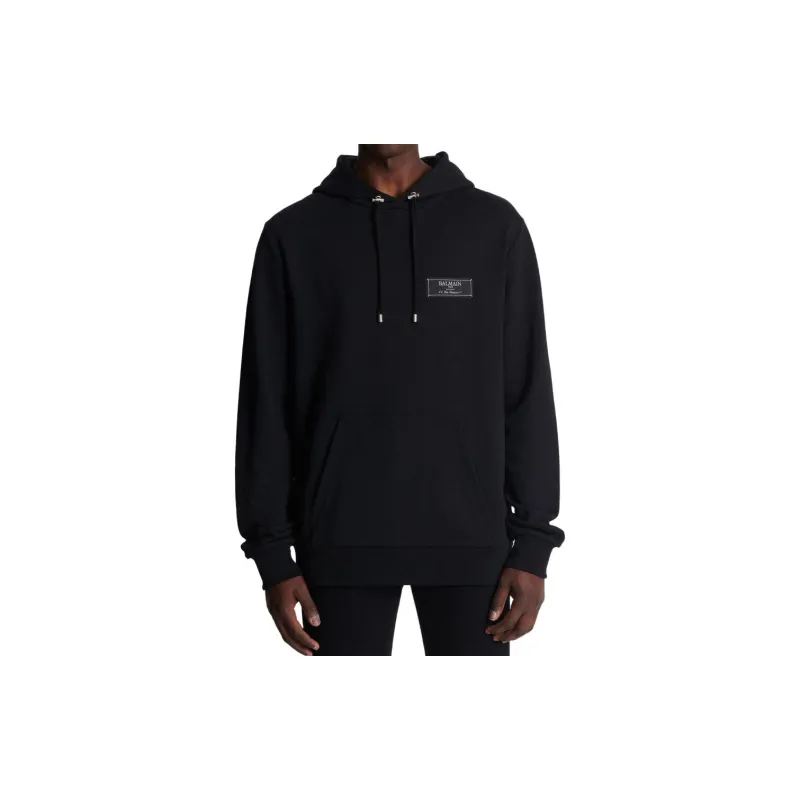 BALMAIN Logo Patch Drawstring Hoodie-2