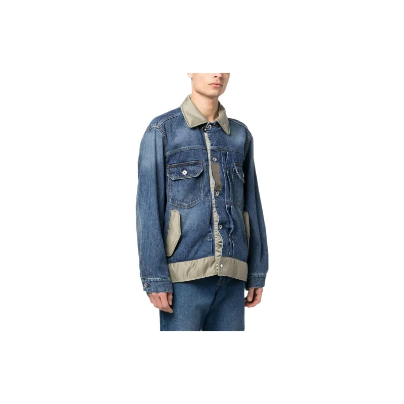 Sacai Collared Button Up Denim Jacket-3