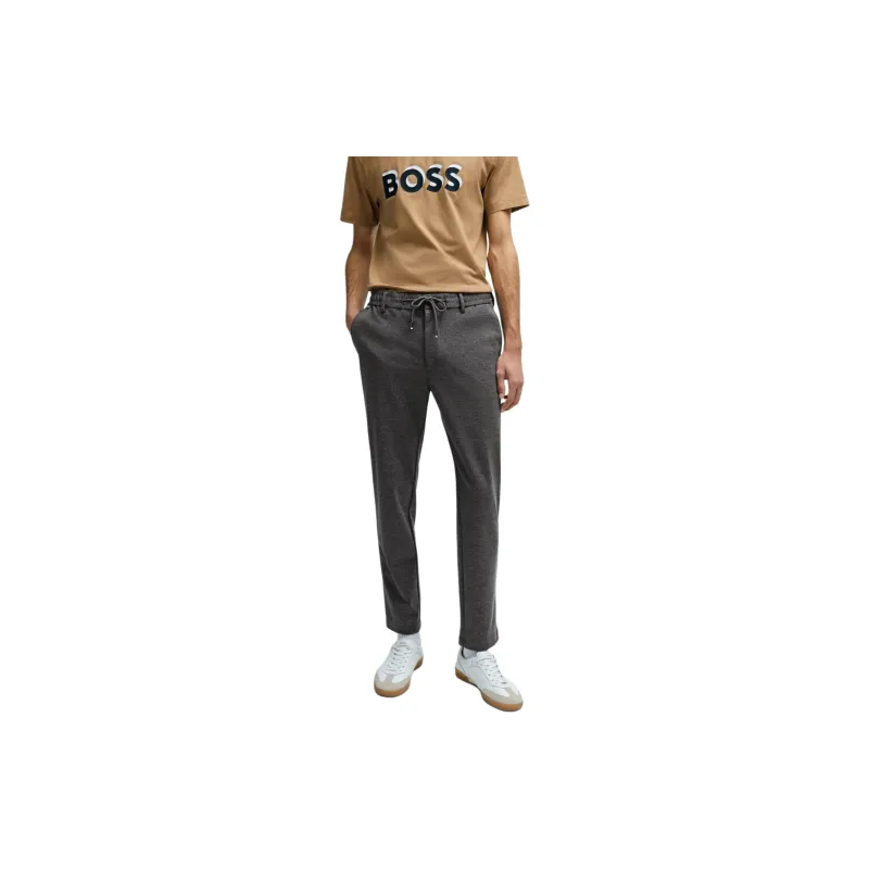 HUGO BOSS Regular Fit Trousers In Printed Jersey Casual Pants Men's Gray-2
