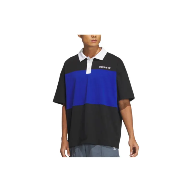 Adidas ACTION POLO SS Polo Shirt Men's Black/Royal Blue-3