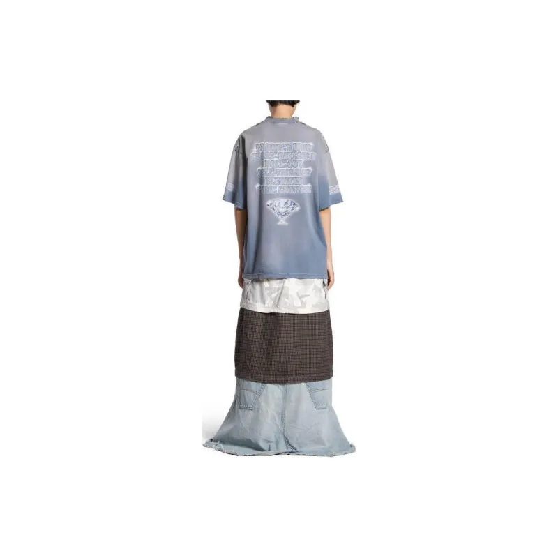 Balenciaga T Shirt Loose Fit Style Unisex Blue-4