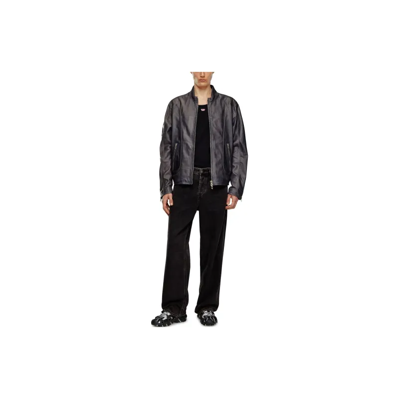 DIESEL L Krix Leather Biker Jacket With Piping-1