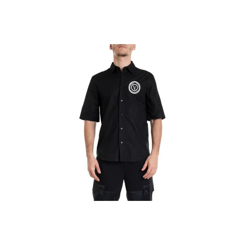 VERSACE JEANS COUTURE V Emblem Curved Hem Shirt-1