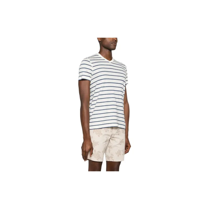 Majestic Filatures Striped V neck T shirt-3