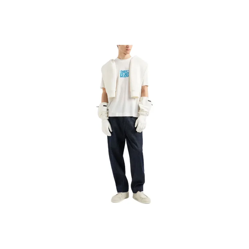 EMPORIO ARMANI Lyocell blend Jersey T shirt With Embroidery And Lettering Print-3