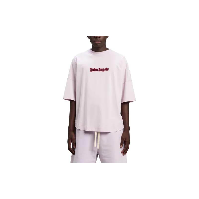 PALM ANGELS Logo Embroidered Drop Shoulder T Shirt-1