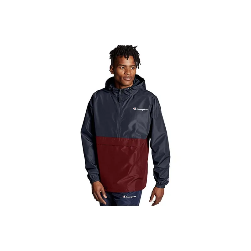 Champion Jackets Coats US Version Unisex Navy Blue & Burgundy Patchwork-1