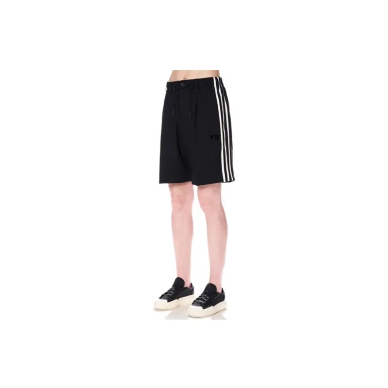 Y-3 Stripe-Detailed Knee-Length Shorts Black-4