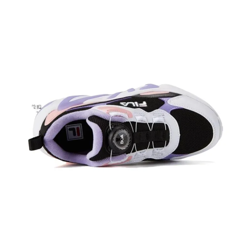FILA KIDS Mind7 Anti Slip Wear Resistant Low Top Kids' Running Shoes Black Purple Teenagers-2
