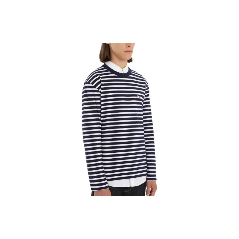 Maison Kitsune Tricolor Fox Patch Marin T Shirt-3