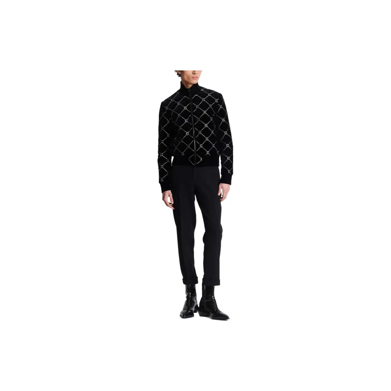 BALMAIN Rhinestone embellished Quilted Bomber Jacket-1