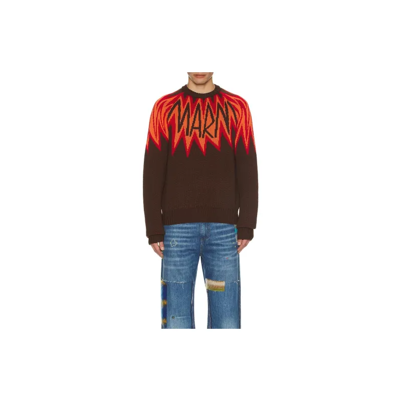 MARNI Fire Island Logo Roundneck Sweater-3