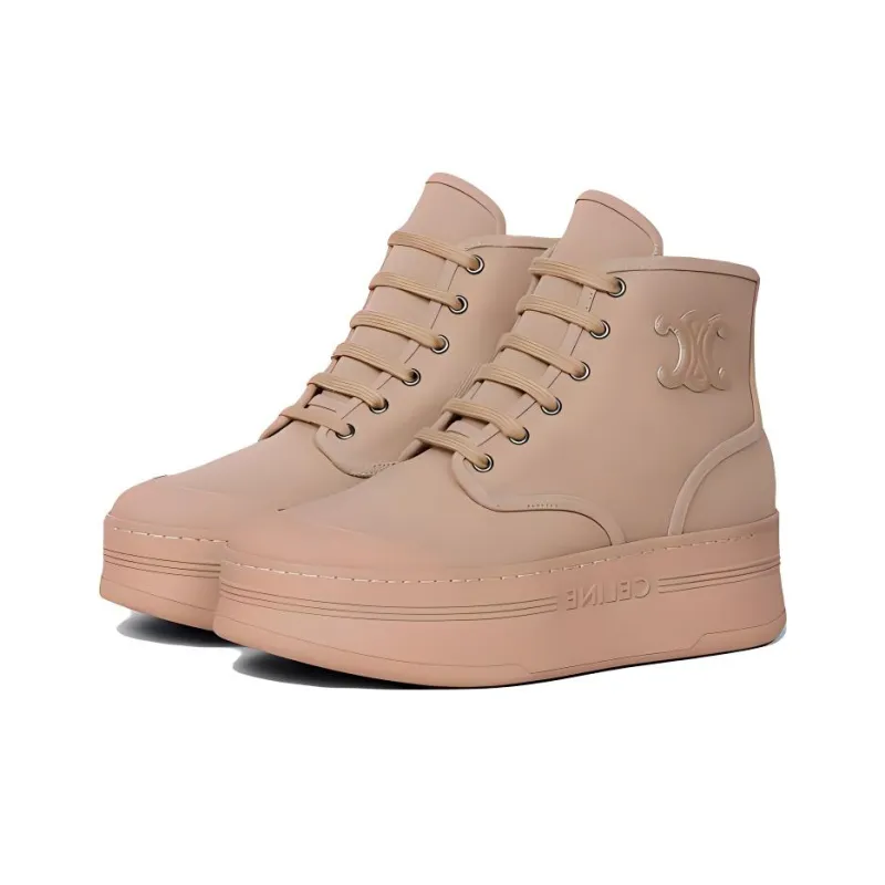 CELINE Triomphe High-Top Platform Shoes Women's Sand-2
