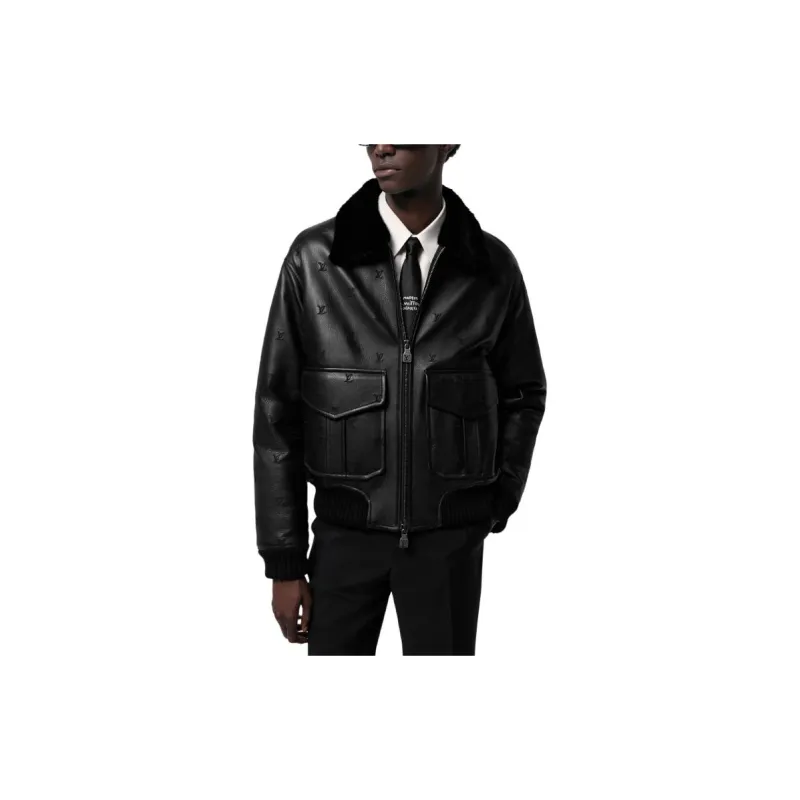 LOUIS VUITTON SS24 Leather Jacket Men's Black-1