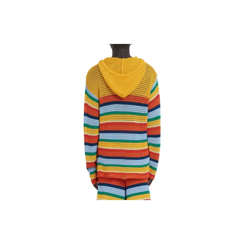 MARNI Crochet Knit Striped Hoodie-2