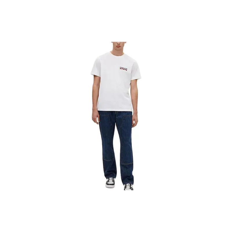 COACH Logo Letter Heart Print Crew Neck Short Sleeved T Shirt Men's T Shirt-1