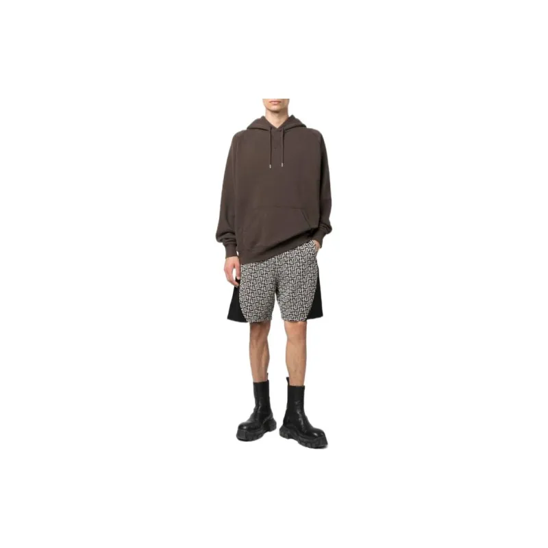 BALMAIN All-Over Monogram-Printed Drawstring Shorts-1