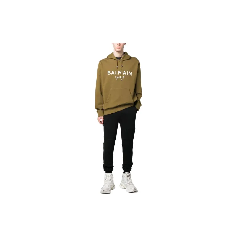 BALMAIN Logo Printed Drawstring Hoodie-1