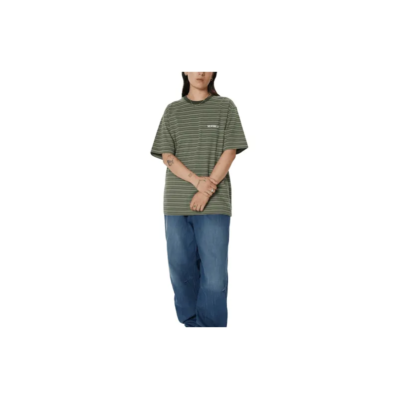 Thisisneverthat FW24 '09World Striped Tee T Shirt Unisex Khaki-2